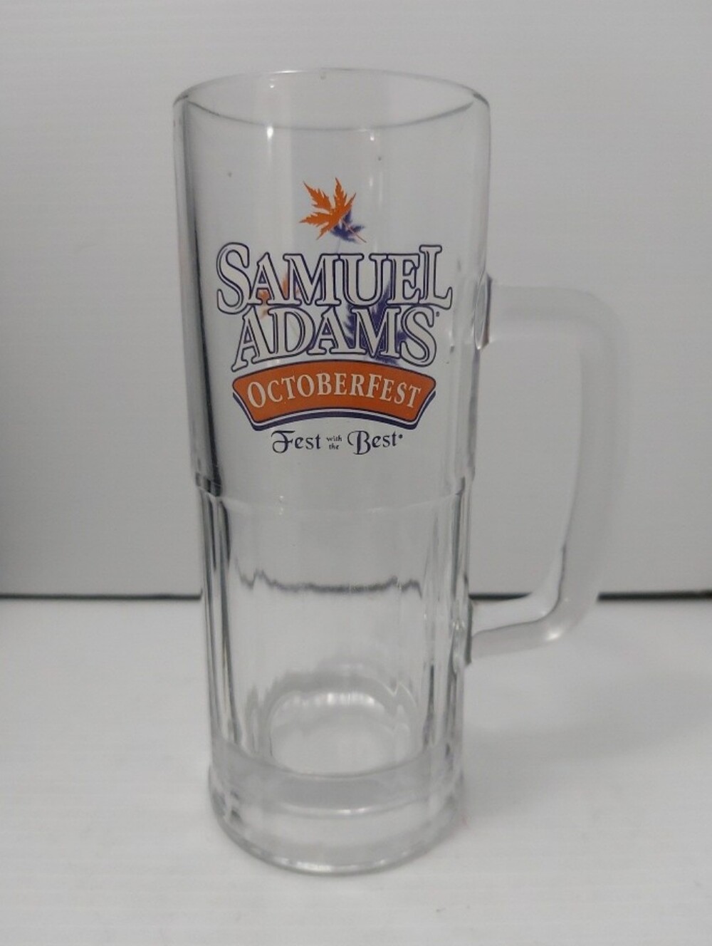 Samuel Adams 20 oz Octoberfest Beer Mug Glass "Fest With The Best" 8" Tall Heavy